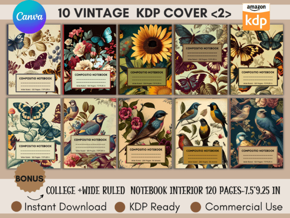 10 Editable KDP Covers Canva Templates