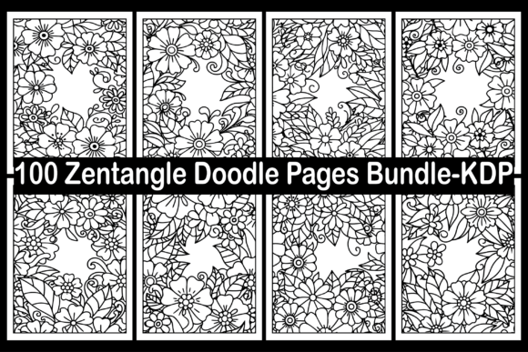 100 Zentangle Doodle Pages Bundle-KDP