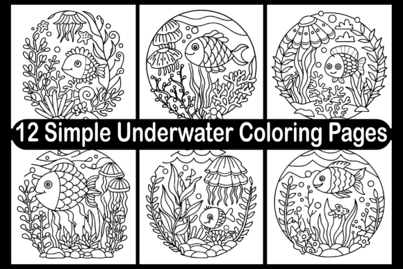 12 Simple Underwater Coloring Pages for Adults: A Creative and Educational Digital Printable Bundle