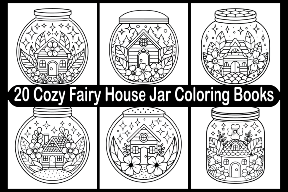 20 Cozy Fairy House Jar Coloring Books for Adults and Kids