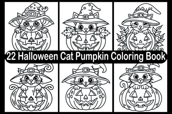 22 Halloween Cat Pumpkin Coloring Book: A Creative Escape for Adults