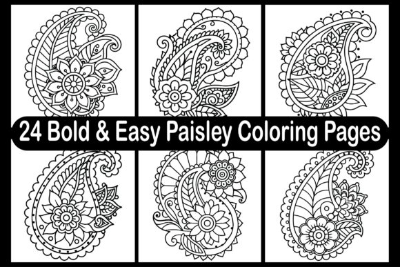 24 Bold Easy Paisley Coloring Pages for Adults: A Creative Escape in Simple Designs