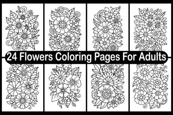 24 Flowers Coloring Pages for Adults
