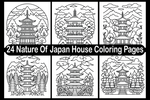 24 Nature of Japan House Coloring Pages: A Beautiful Escape for Adults