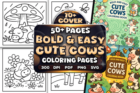 Bold and Easy Cute Cows Coloring Pages: A Versatile Option for Creative Projects