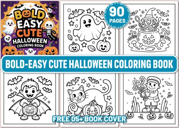 Bold-Easy Cute Halloween Coloring Book