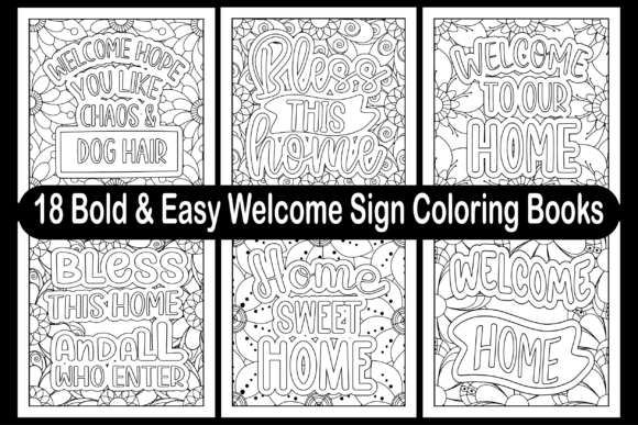Bold Easy Welcome Sign Coloring Books for Adults