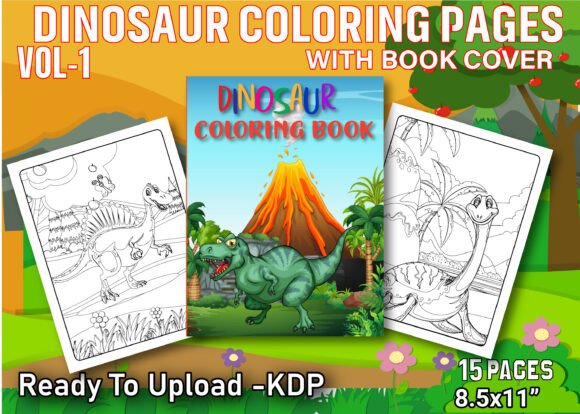 Dinosaur Coloring Page with Cover Vol-1